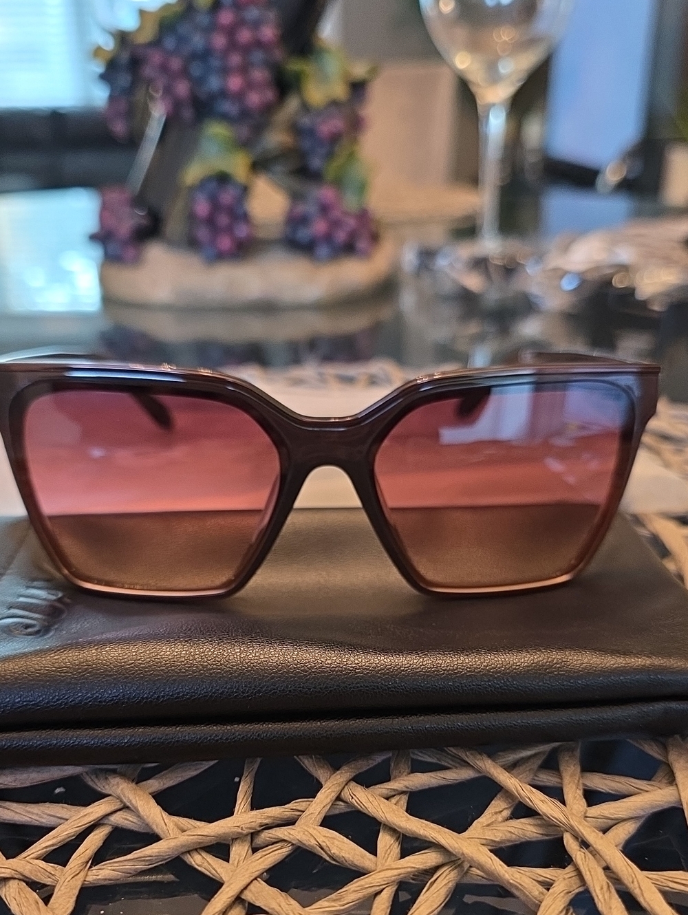 Quay Australia Brown Frame Pink Gradient Lens Sunglasses